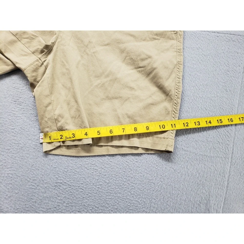 Croft & Barrow Men Short 34 Beige Chino Flat Front Stretch Slash Pockets Classic